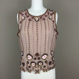 Collection Flower Beaded Sleeveless Top Size Large